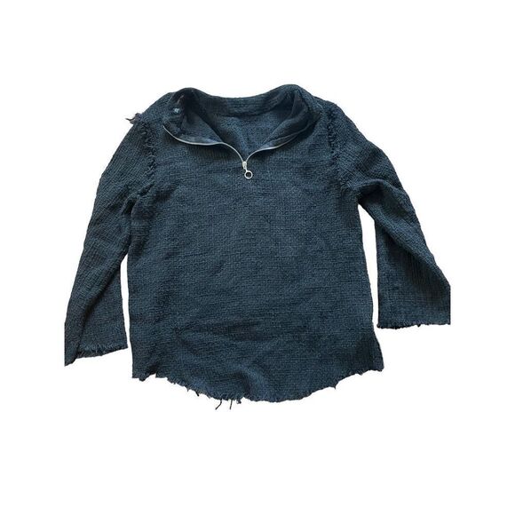 ZARA Basics Black High Neck Long Bell Sleeve with Raw Hems & Top Stud Detail swe - Picture 1 of 11